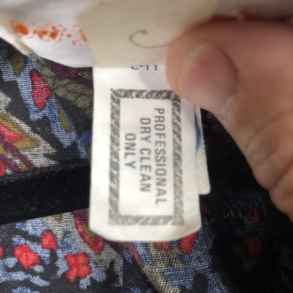 VINTAGE David Warren Dress Womens 12 Black Floral Paisley Made USA Back Zip 80s - Picture 7 of 16